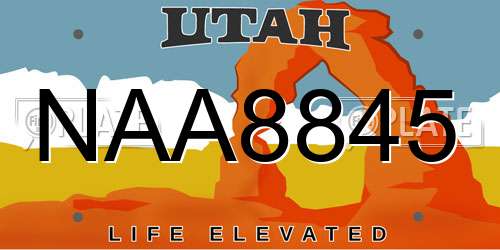 NAA8845 Utah License Plate