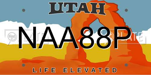 NAA88P Utah License Plate