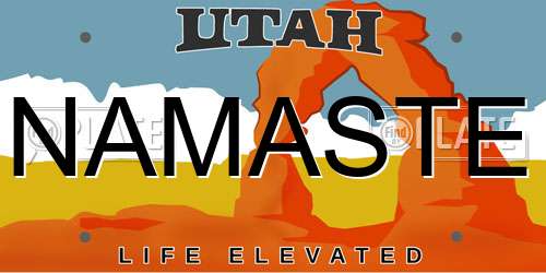 NAMASTE Utah License Plate