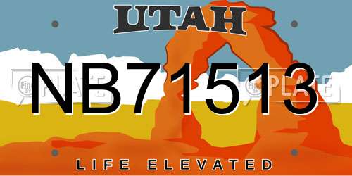 NB71513 Utah License Plate