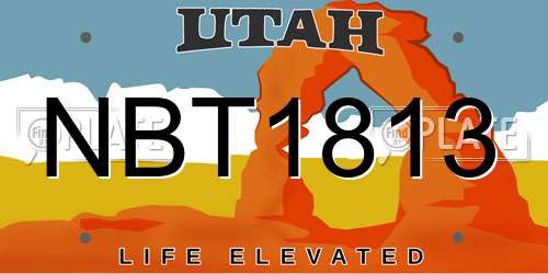 NBT1813 Utah License Plate