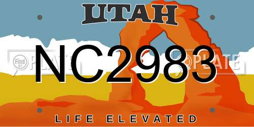 NC2983 Utah License Plate