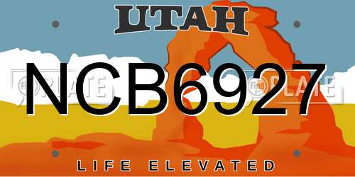 NCB6927 Utah License Plate