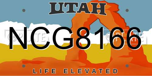 NCG8166 Utah License Plate