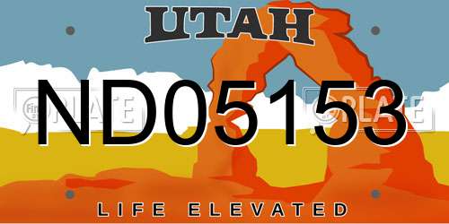 ND05153 Utah License Plate