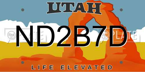 ND2B7D Utah License Plate