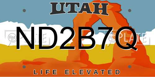 ND2B7Q Utah License Plate