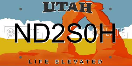 ND2S0H Utah License Plate