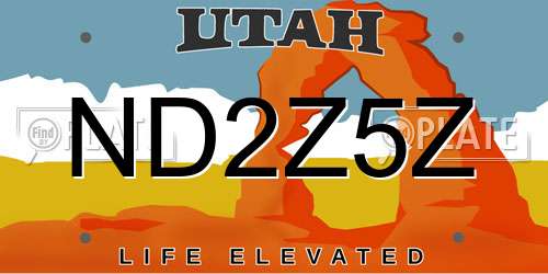 ND2Z5Z Utah License Plate