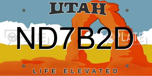ND7B2D Utah License Plate