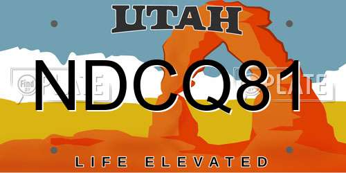 NDCQ81 Utah License Plate