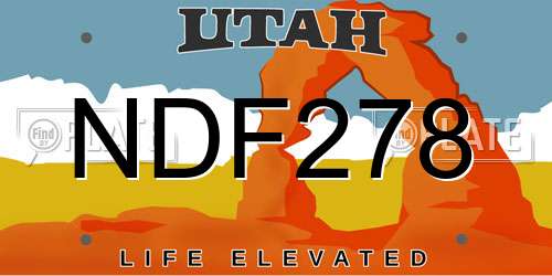 NDF278 Utah License Plate