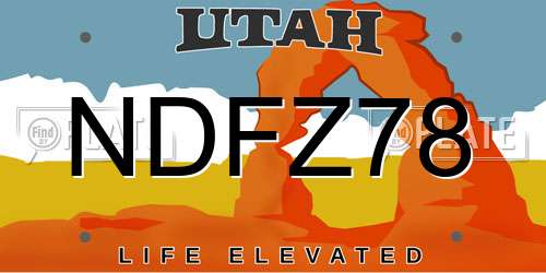 NDFZ78 Utah License Plate