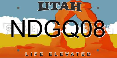NDGQ08 Utah License Plate