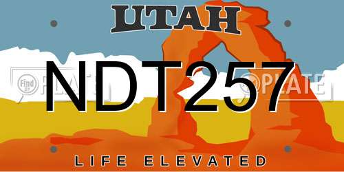 NDT257 Utah License Plate