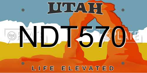 NDT570 Utah License Plate