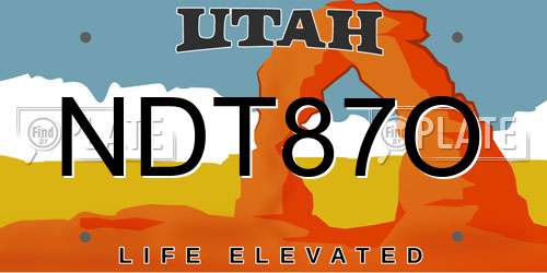 NDT87O Utah License Plate