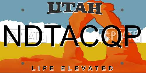 NDTACQP Utah License Plate