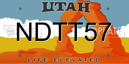 NDTT57 Utah License Plate
