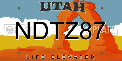 NDTZ87 Utah License Plate