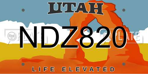 NDZ820 Utah License Plate