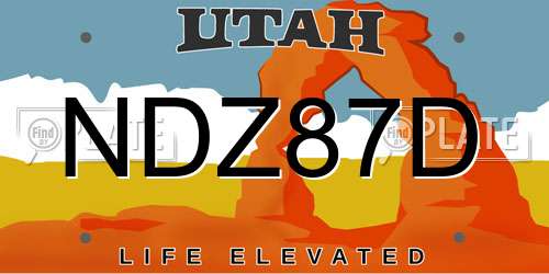 NDZ87D Utah License Plate