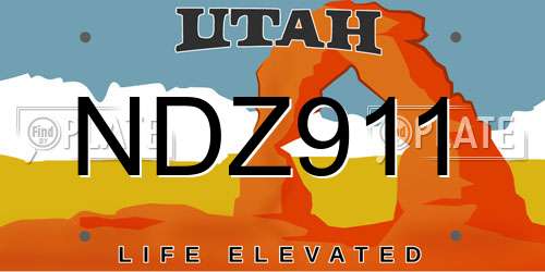 NDZ911 Utah License Plate