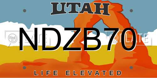 NDZB70 Utah License Plate