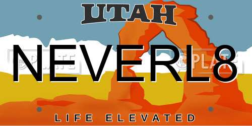 NEVERL8 Utah License Plate
