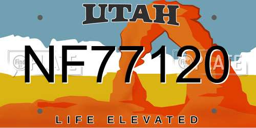 NF77120 Utah License Plate