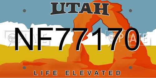 NF77170 Utah License Plate