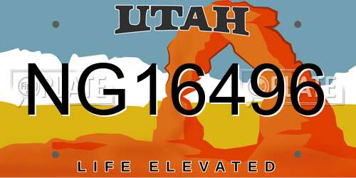 NG16496 Utah License Plate
