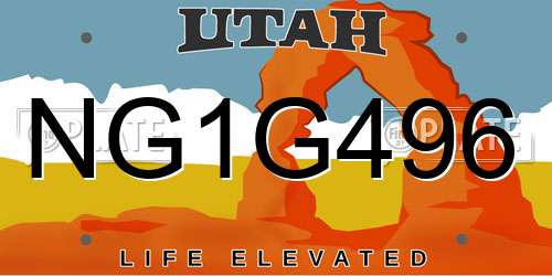 NG1G496 Utah License Plate