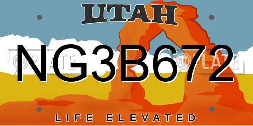 NG3B672 Utah License Plate