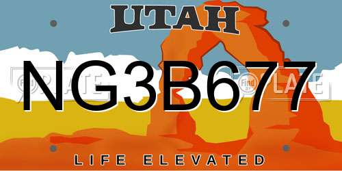 NG3B677 Utah License Plate