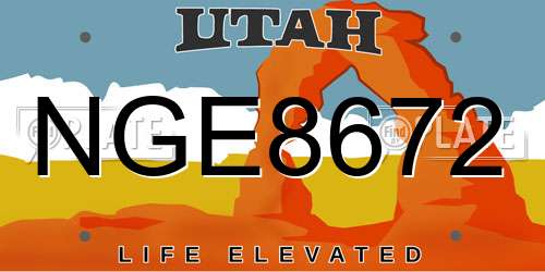 NGE8672 Utah License Plate