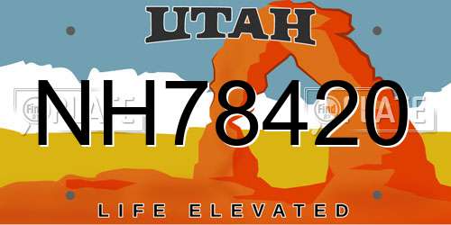 NH78420 Utah License Plate