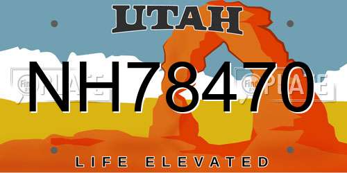 NH78470 Utah License Plate