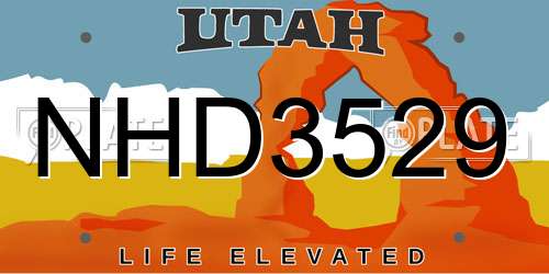 NHD3529 Utah License Plate
