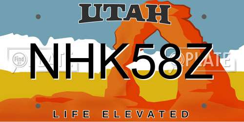 NHK58Z Utah License Plate
