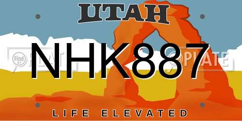 NHK887 Utah License Plate