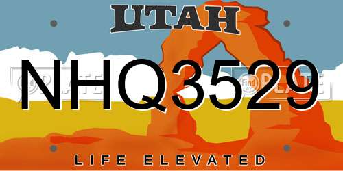 NHQ3529 Utah License Plate
