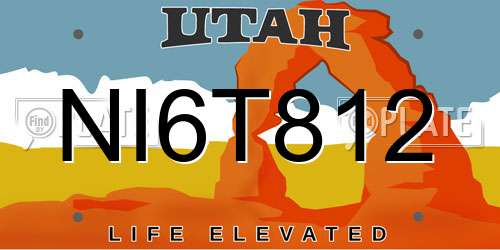 NI6T812 Utah License Plate