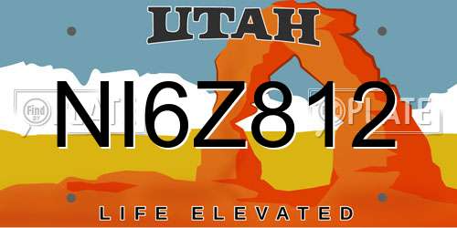 NI6Z812 Utah License Plate
