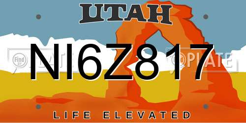 NI6Z817 Utah License Plate