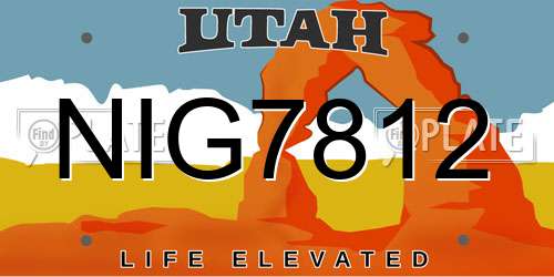 NIG7812 Utah License Plate