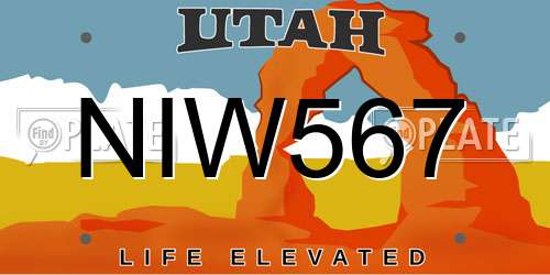 NIW567 Utah License Plate