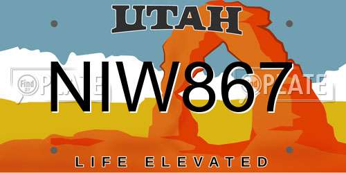 NIW867 Utah License Plate