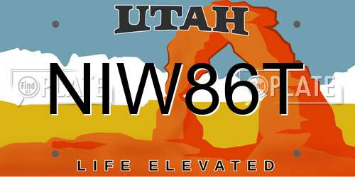 NIW86T Utah License Plate