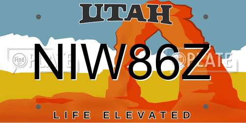NIW86Z Utah License Plate